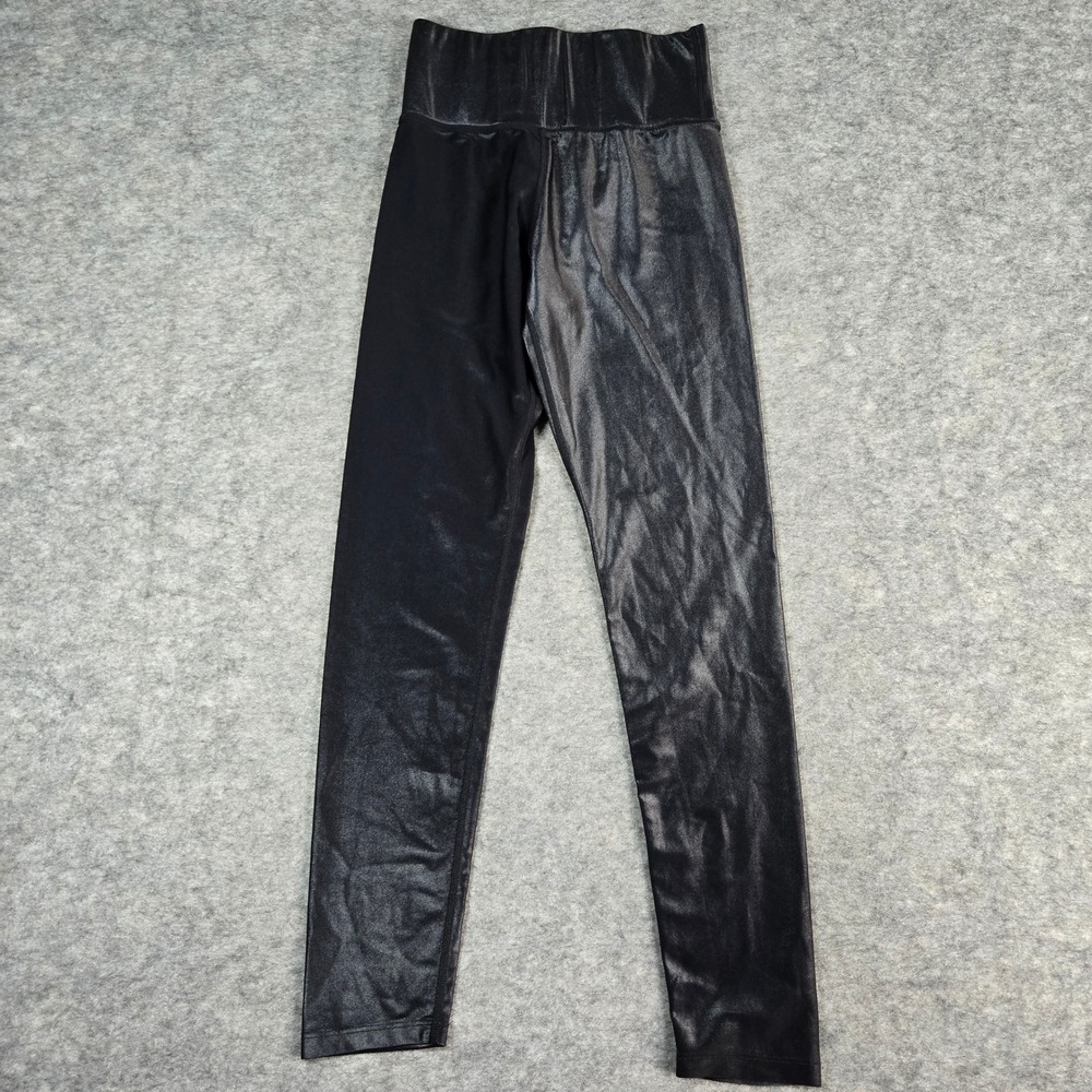 Carbon38 Womens Black Takara High Rise Glossy Athletic Leggings Small
